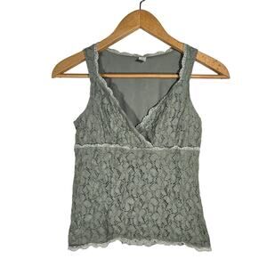 Merona Y2K Style Babydoll Tank Blouse Top Lace Trim Boho Fairy Medium Coquette